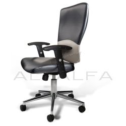 Euro Chair Black/Grey w/Chrome Base