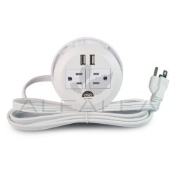 USB & Power Plug Round Socket – White