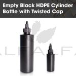 Empty Black HDPE Cylinder Bottle with Twisted Cap