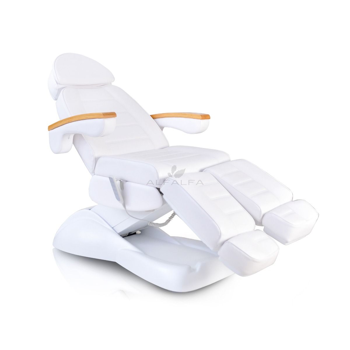 Facial Beauty Chair & Wooden Armrests, Split Legs w/ 5 Motors - White