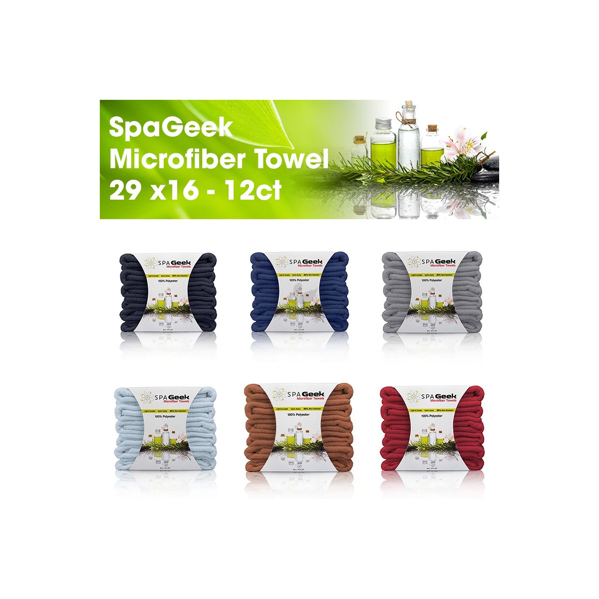 SpaGeek Microfiber Towel 29 x16 - 12ct