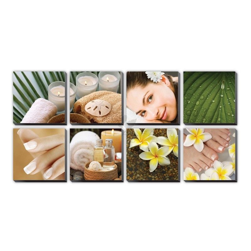 8 pcs Tropical Plumeria Ensemble Canvas Mural 48