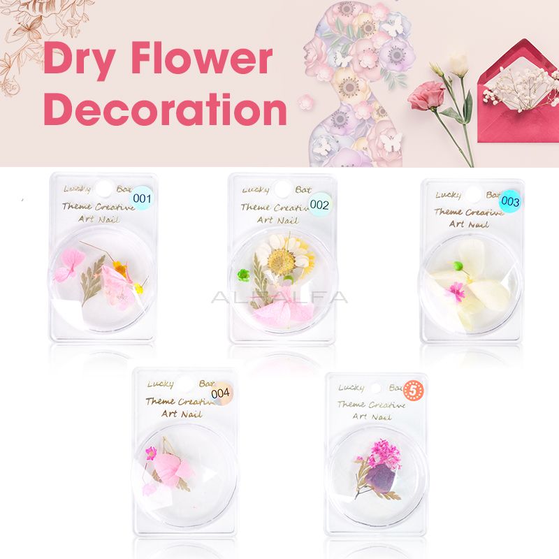 Nail Art Dry Flower Decoration - # 1 - 5  Set of 5