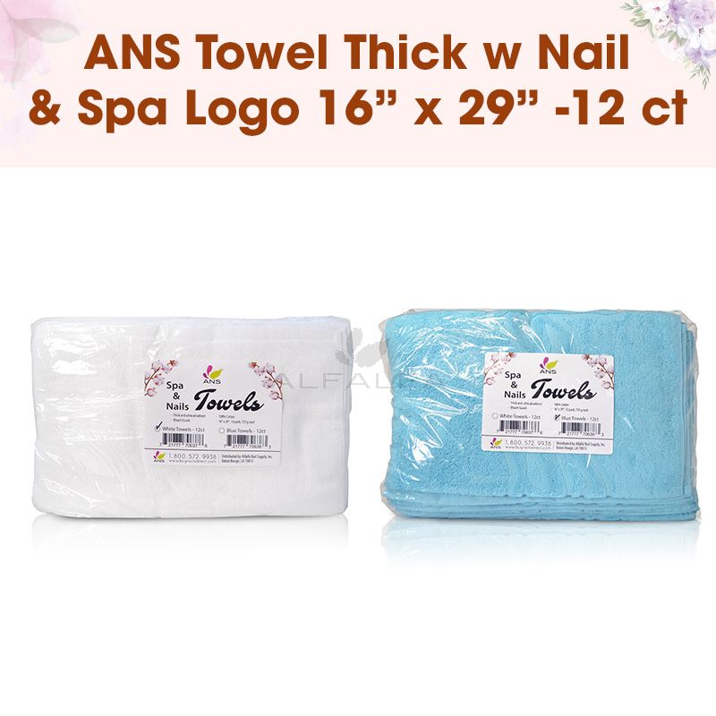 ANS Towel Thick w Nail & Spa Logo 16” x 29” -12 ct