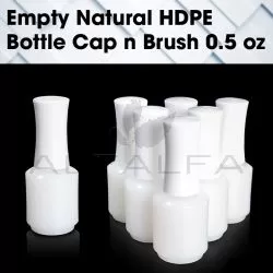 Empty Natural HDPE Bottle 0.5 oz w/Cap and Brush