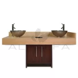 Contempo Double Sink w/ Glass Bowls & Faucets