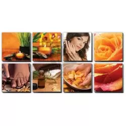 8 pcs Golden Spa Ensemble Canvas Mural 48