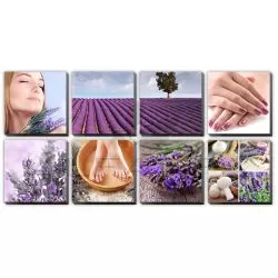 8 pcs Lavender Fields Ensemble Canvas Mural 48