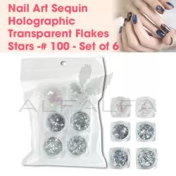 Nail Art Sequin Holo Transparent Flake Stars -# 100 set of 6
