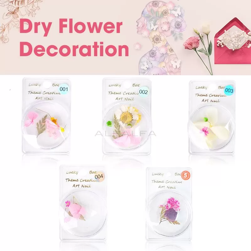 Nail Art Dry Flower Decoration - # 1 - 5  Set of 5
