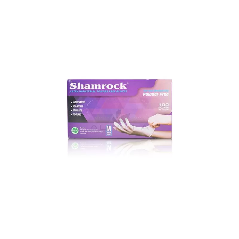 Shamrock - Powder Free Latex Gloves - Medium 100 ct